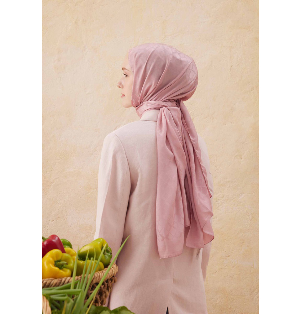 Islamic Headscarf Diamond Jacquard Satin Turkish Hijab Shawl Wrap - Picture 59 of 69