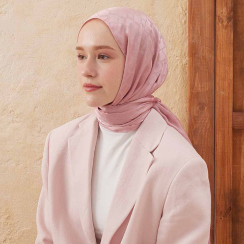 Islamic Headscarf Diamond Jacquard Satin Turkish Hijab Shawl Wrap - Picture 58 of 69