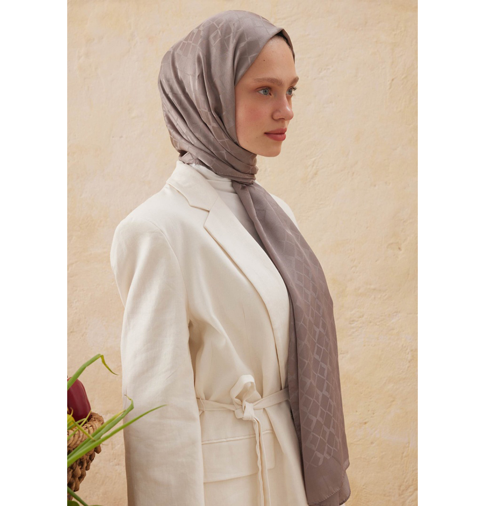 Islamic Headscarf Diamond Jacquard Satin Turkish Hijab Shawl Wrap - Picture 33 of 69