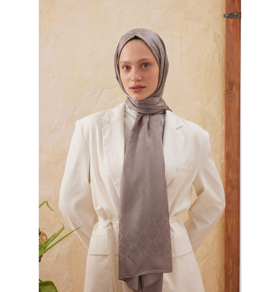 Islamic Headscarf Diamond Jacquard Satin Turkish Hijab Shawl Wrap - Picture 31 of 69