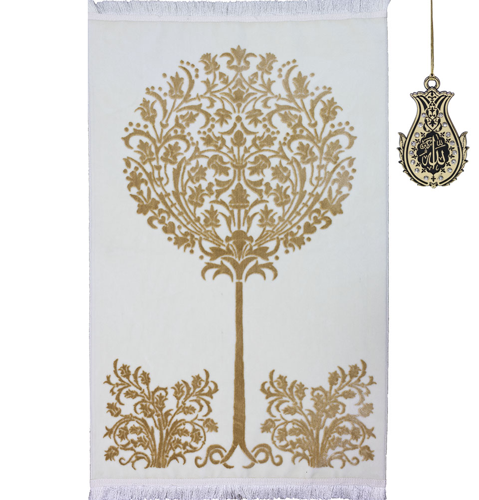 Alfombra de oración de terciopelo de peluche turca de lujo Modefa | Colgador de auto gratis | Árbol de Jannah - Imagen 8 de 41