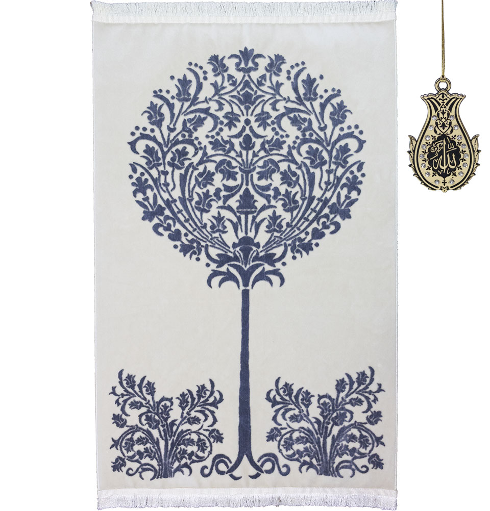 Alfombra de oración de terciopelo de peluche turca de lujo Modefa | Colgador de auto gratis | Árbol de Jannah - Imagen 14 de 41