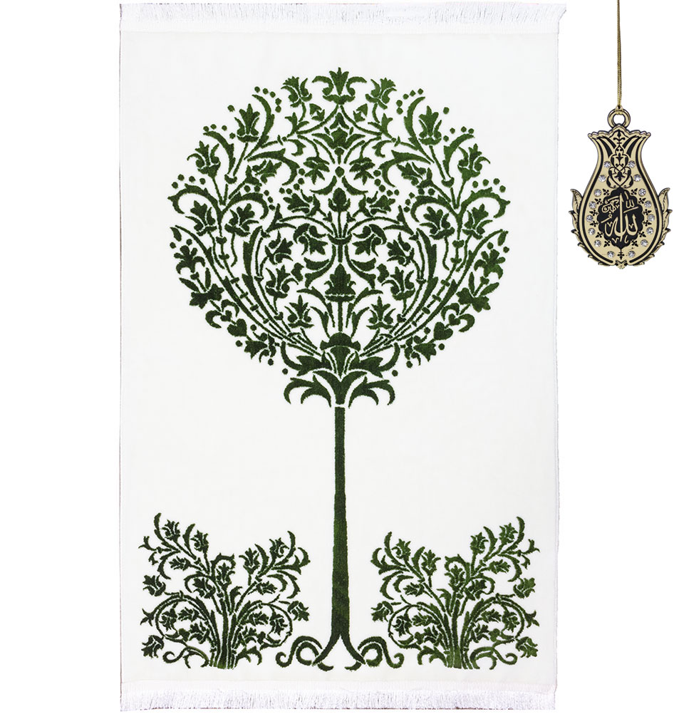 Alfombra de oración de terciopelo de peluche turca de lujo Modefa | Colgador de auto gratis | Árbol de Jannah - Imagen 21 de 41