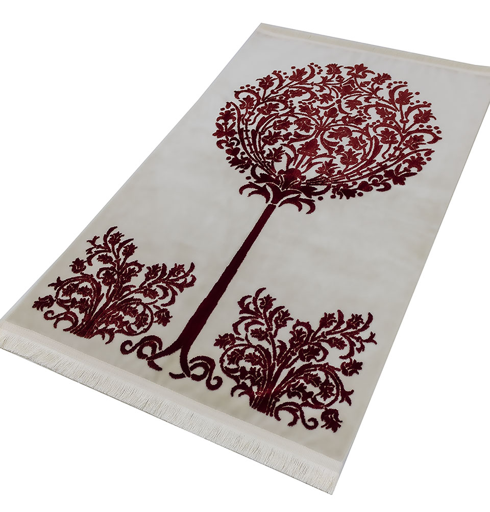 Alfombra de oración de terciopelo de peluche turca de lujo Modefa | Colgador de auto gratis | Árbol de Jannah - Imagen 40 de 41