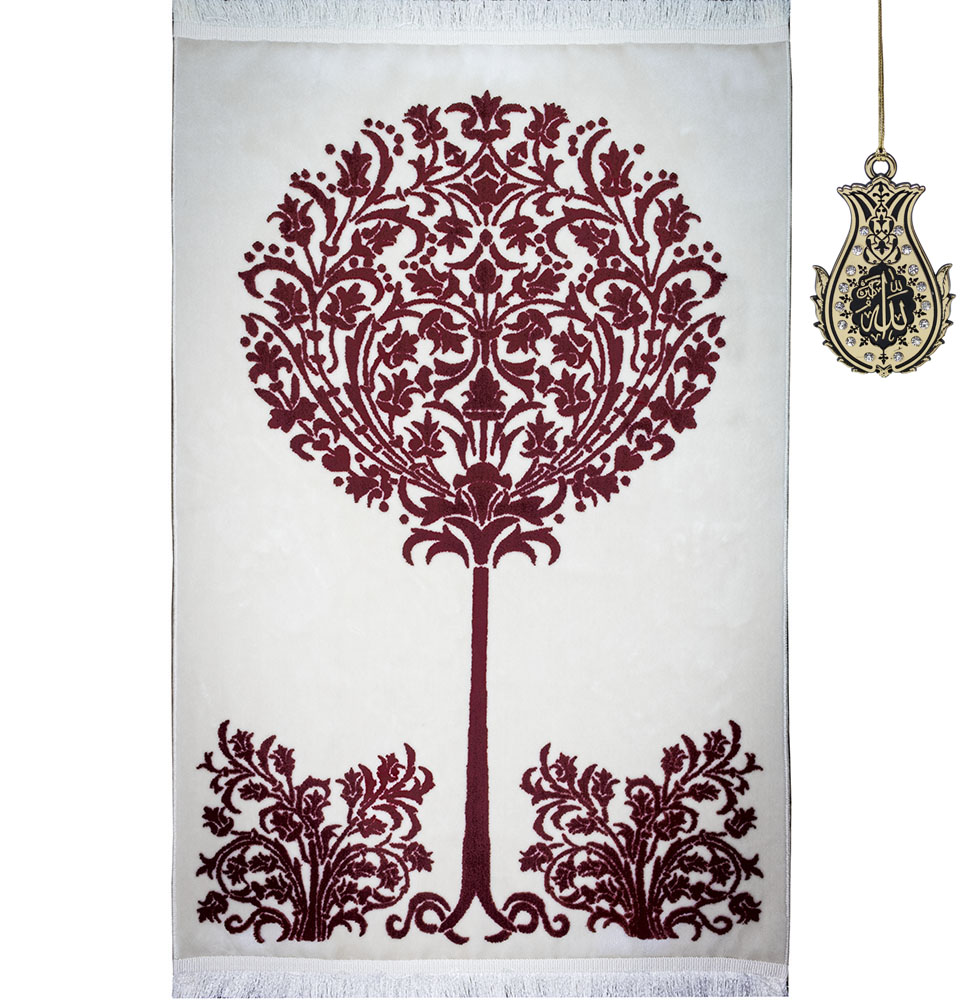 Alfombra de oración de terciopelo de peluche turca de lujo Modefa | Colgador de auto gratis | Árbol de Jannah - Imagen 35 de 41