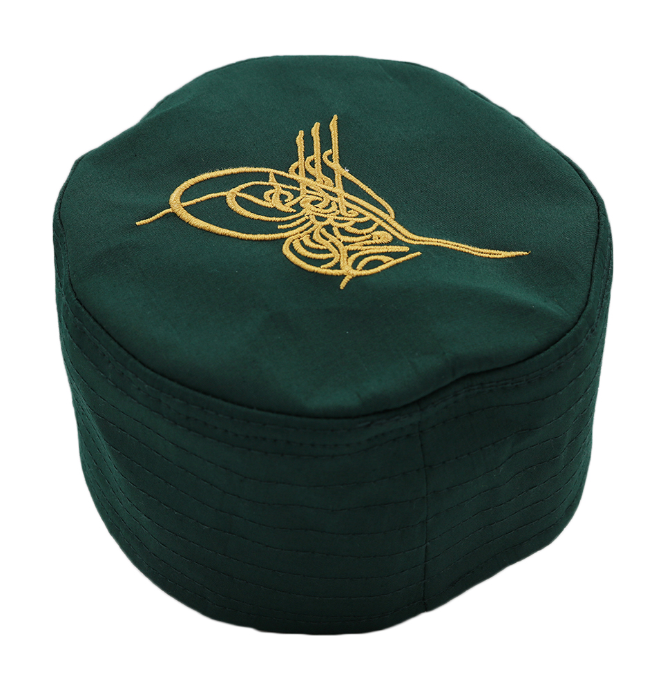 Gorra Musulmana Turca Takke Islámica Para Hombre Estructurada Kufi Sombrero-Otomana Tughra Verde - Imagen 17 de 20