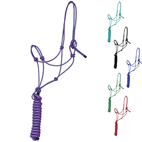 Majestic Ally 1/4" Rope 4 Knot Training Halter with 10’ Lead Rope for Horses - Picture 2 of 7