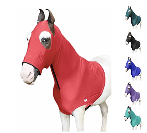 🐴 Majestic Ally Heavy Lycra Horse Hood – 4-Way Stretch with Zipper and Noseband - Picture 7 of 8
