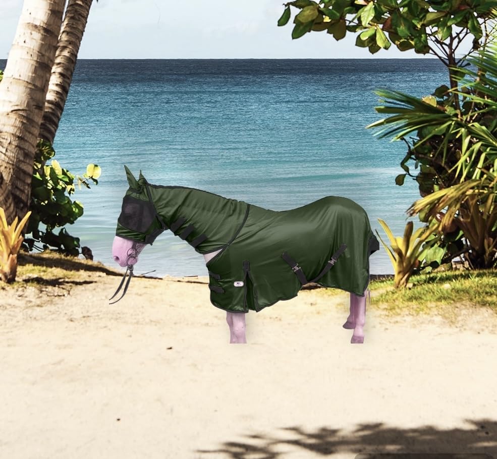 Majestic Ally Horse Fly Sheet Set-Full Body Protection with Neck Cover&Fly Mask - Picture 2 of 7