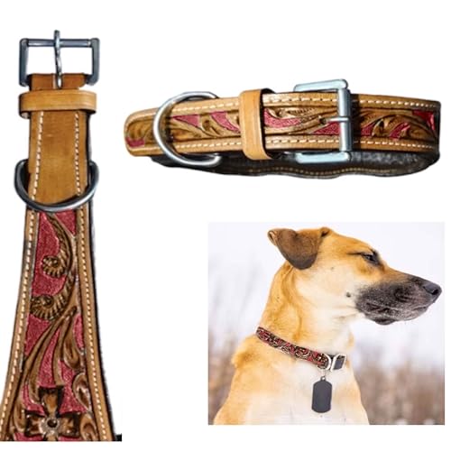 Majestic Ally Leather Dog Collar with Adjustable, padded fit in, Fancy Colors. - Picture 7 of 12