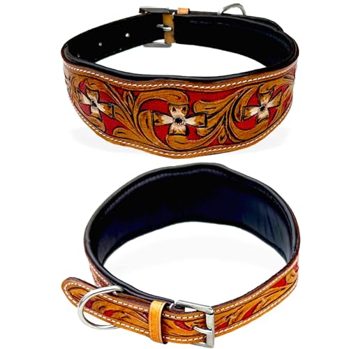 Majestic Ally Leather Dog Collar with Adjustable, padded fit in, Fancy Colors. - Picture 8 of 12