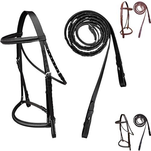 Majestic Ally Padded Raised English Bridle, Matching Laced Reins - Picture 3 of 4