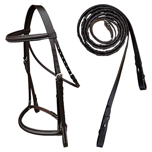 Majestic Ally Padded Raised English Bridle, Matching Laced Reins - Picture 2 of 4