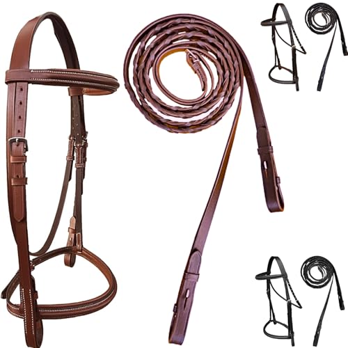 Majestic Ally Padded Raised English Bridle, Matching Laced Reins - Picture 4 of 4
