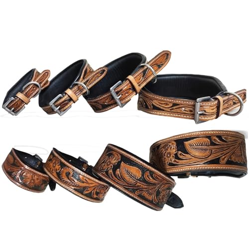 Majestätisches Ally Leder Hundehalsband - Handarbeit, gepolstert mit Antikfinish. - Bild 3 von 6