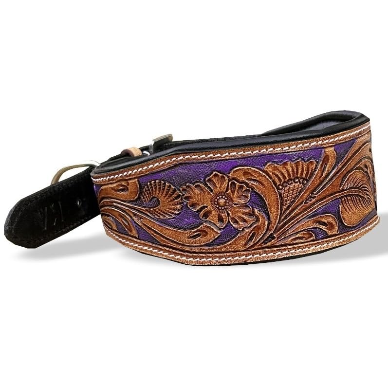 Majestätisches Ally Leder Hundehalsband - Handarbeit, gepolstert mit Antikfinish. - Bild 6 von 6