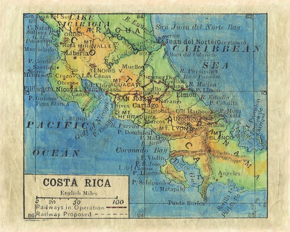 Costa Rica 1906 Mappa Stampa Poster Opera Stile Vintage Senza Cornice Parete Decorazione Casa - Foto 10 di 18
