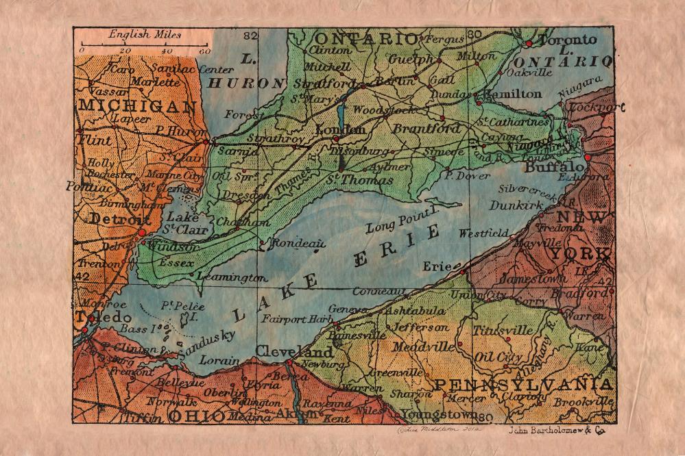 Póster con impresión de mapa de Lake Erie 1906 Ohio arte de pared maravilloso regalo decoración del hogar - Imagen 7 de 9