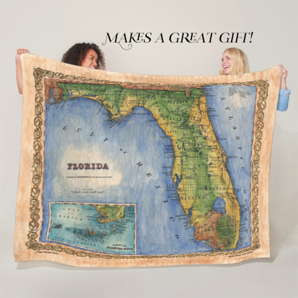 Coperta in pile Colton Florida mappa lusso soffice super morbida coperta in poliestere - Foto 9 di 12