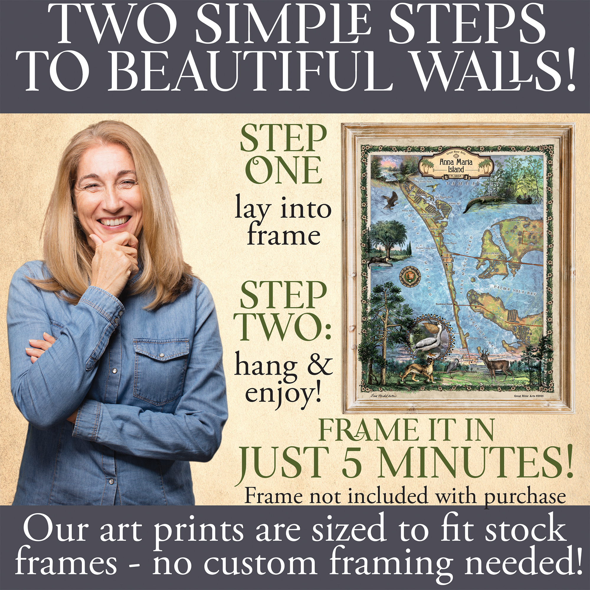 Póster Anna Maria Key Florida Mapa Impreso Pared Arte-Sin Enmarcar Decoración del Hogar Mejor Regalo - Imagen 22 de 63