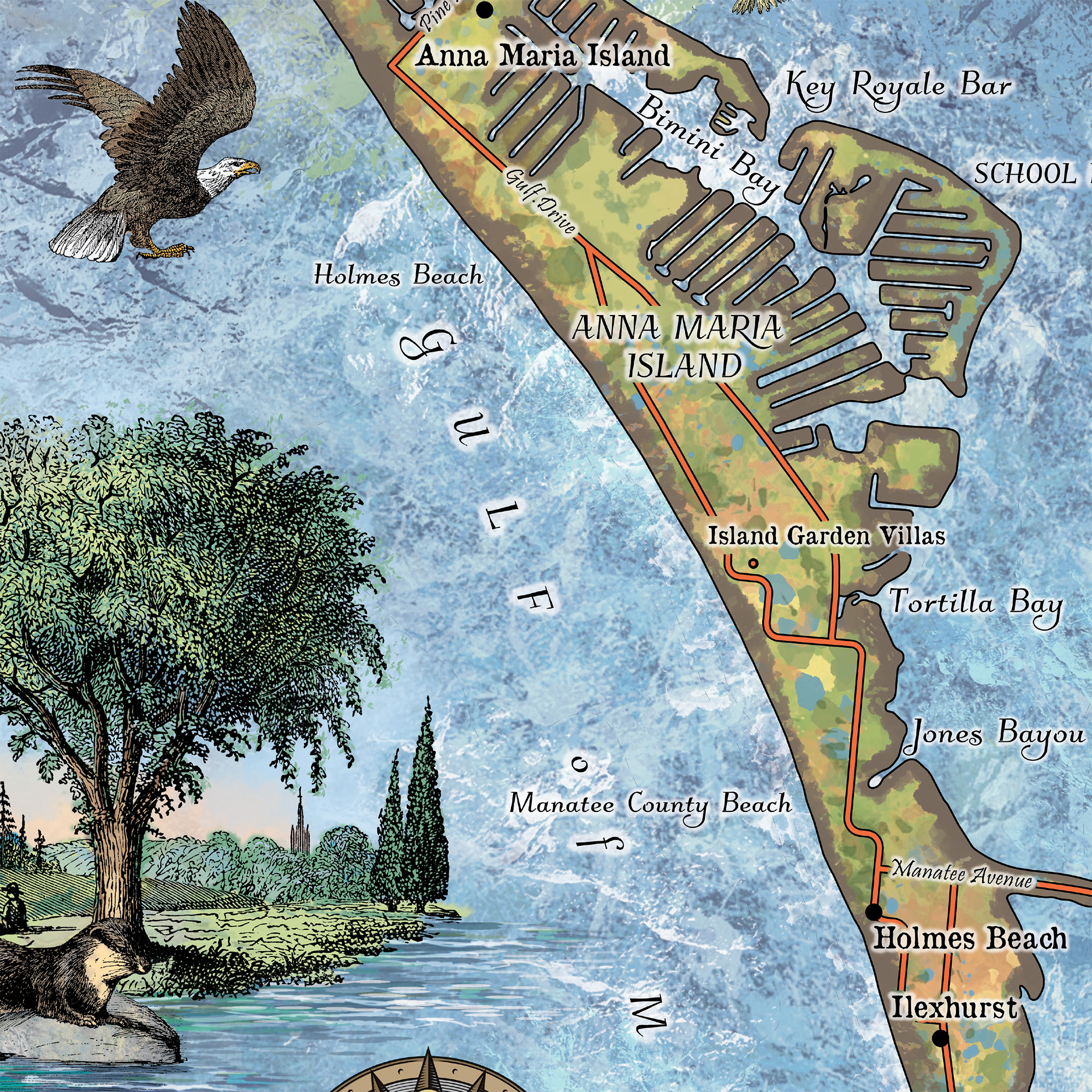 Póster Anna Maria Key Florida Mapa Impreso Pared Arte-Sin Enmarcar Decoración del Hogar Mejor Regalo - Imagen 26 de 63