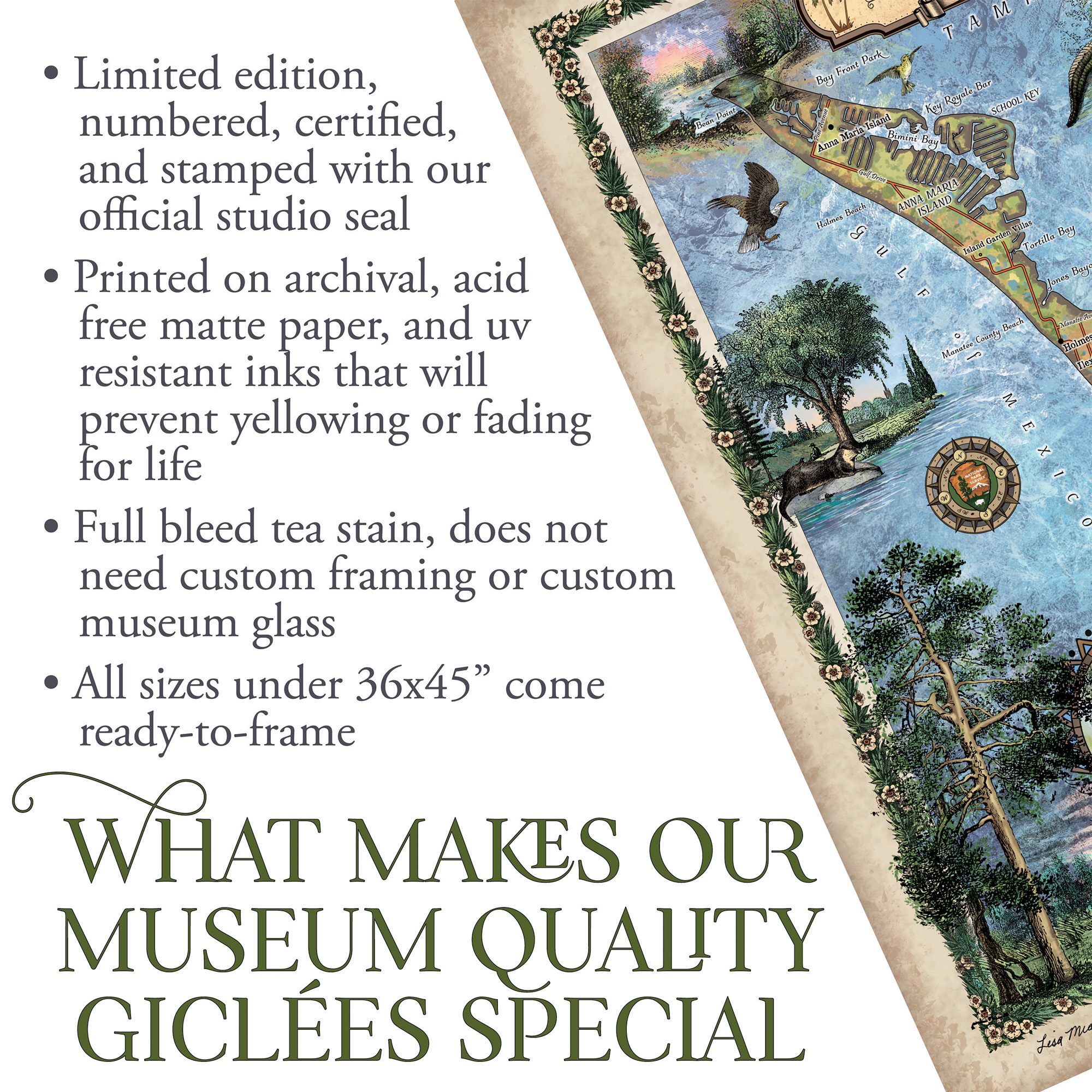 Póster Anna Maria Key Florida Mapa Impreso Pared Arte-Sin Enmarcar Decoración del Hogar Mejor Regalo - Imagen 20 de 63
