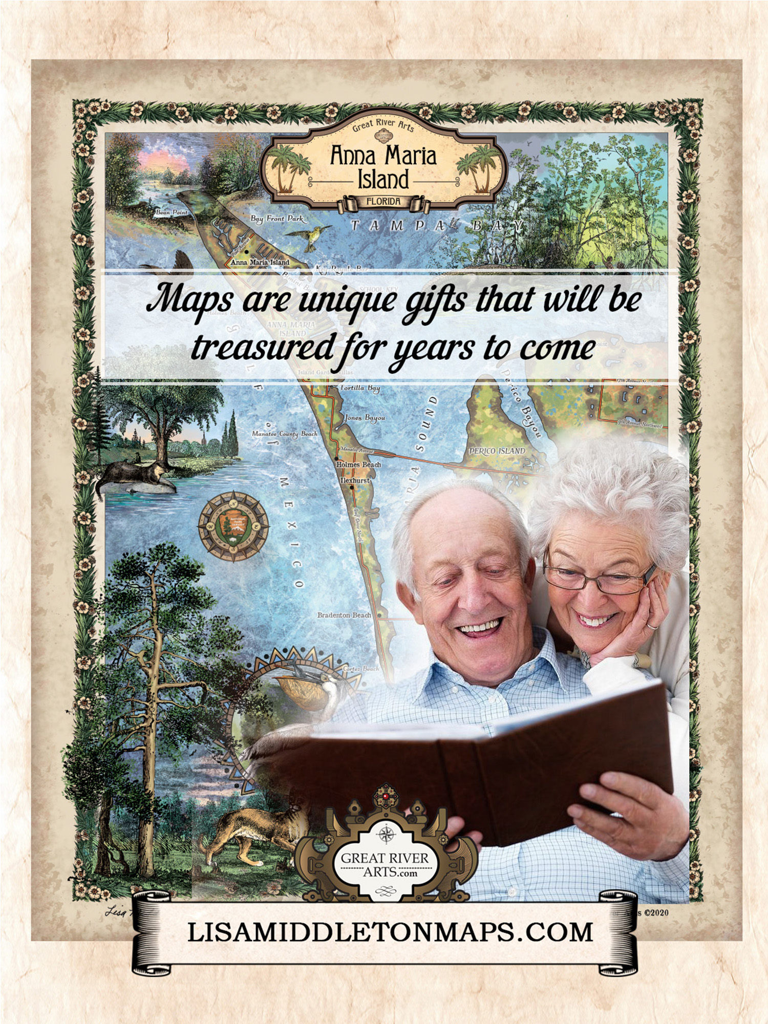 Póster Anna Maria Key Florida Mapa Impreso Pared Arte-Sin Enmarcar Decoración del Hogar Mejor Regalo - Imagen 21 de 63