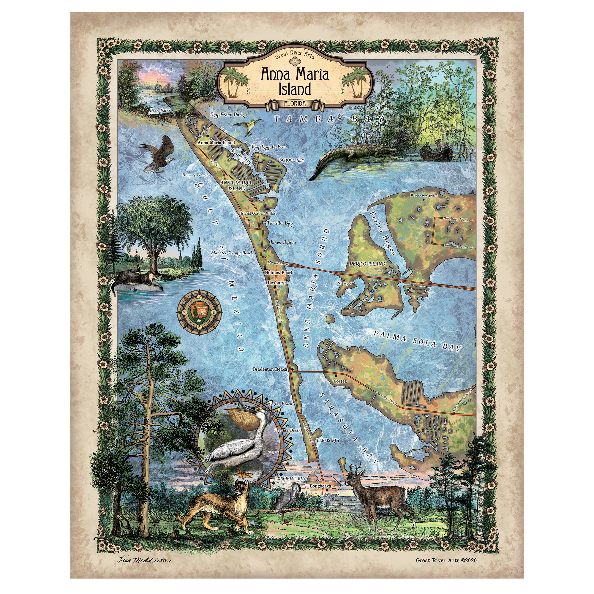 Póster Anna Maria Key Florida Mapa Impreso Pared Arte-Sin Enmarcar Decoración del Hogar Mejor Regalo - Imagen 19 de 63