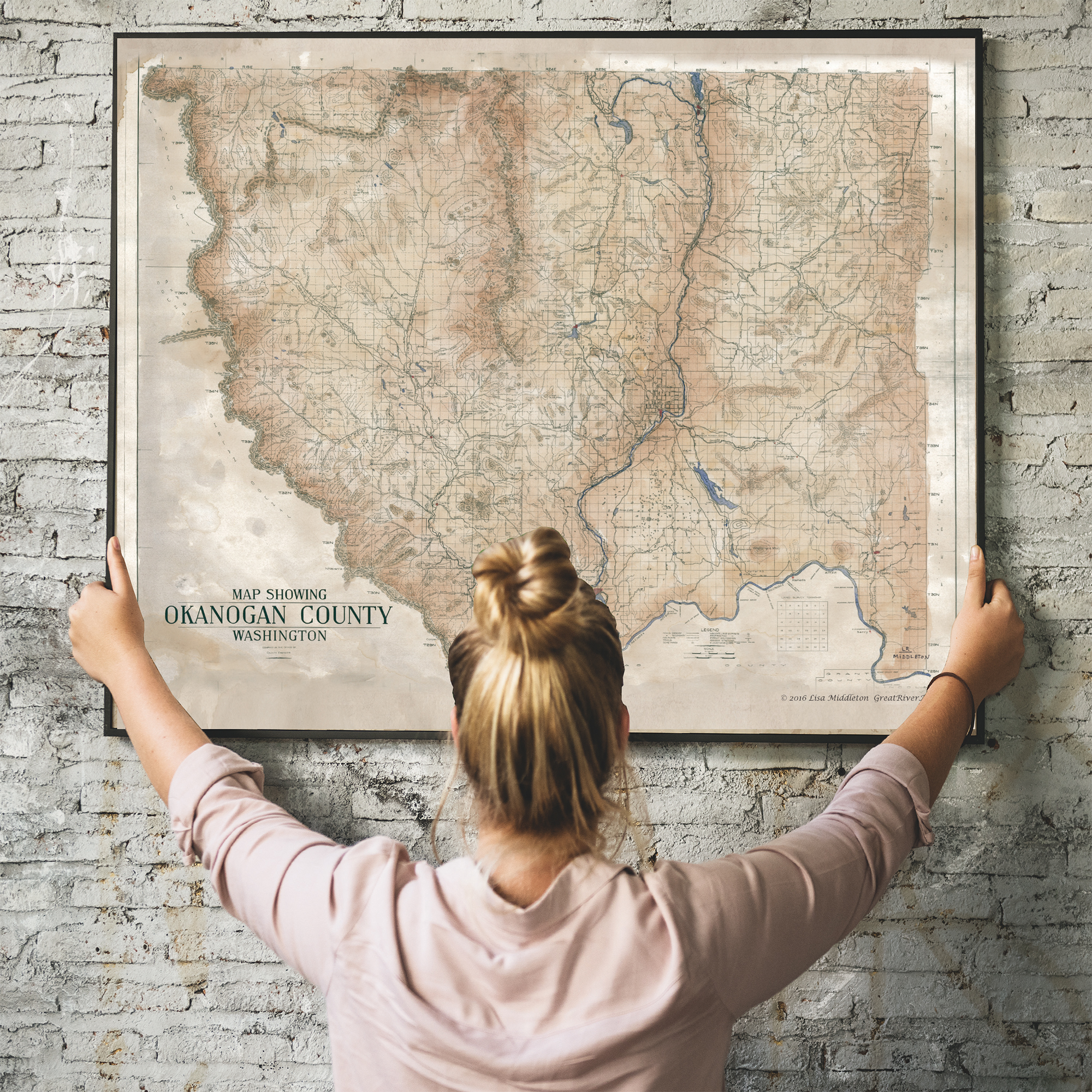 Okanogan County Washington Map Art Print Poster Vintage Wall Home Decor Gift - Imagen 10 de 18