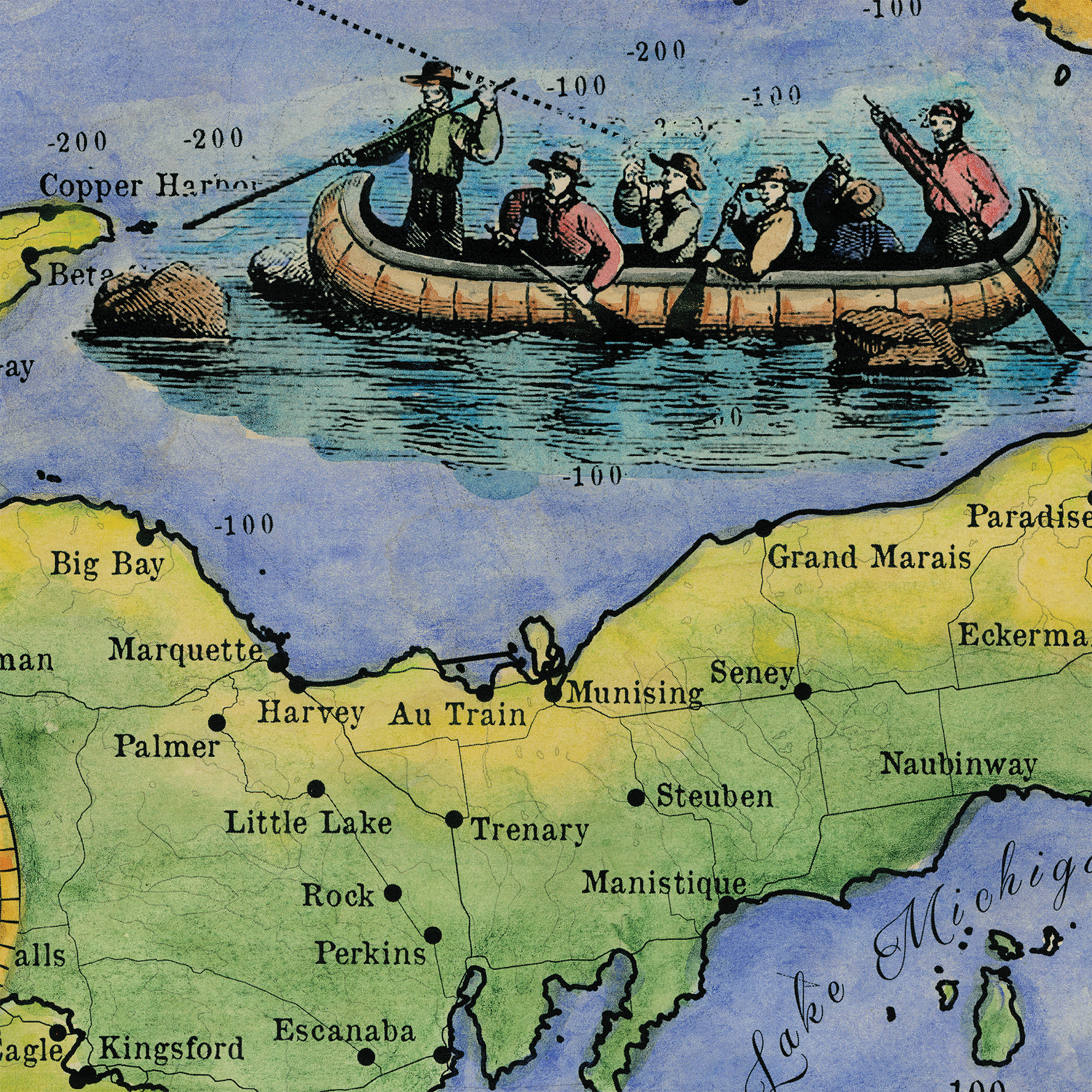 Lago Superior Minnesota Wisconsin Canadá Mapa Arte Impresión Póster Pared Decoración del Hogar - Imagen 22 de 56