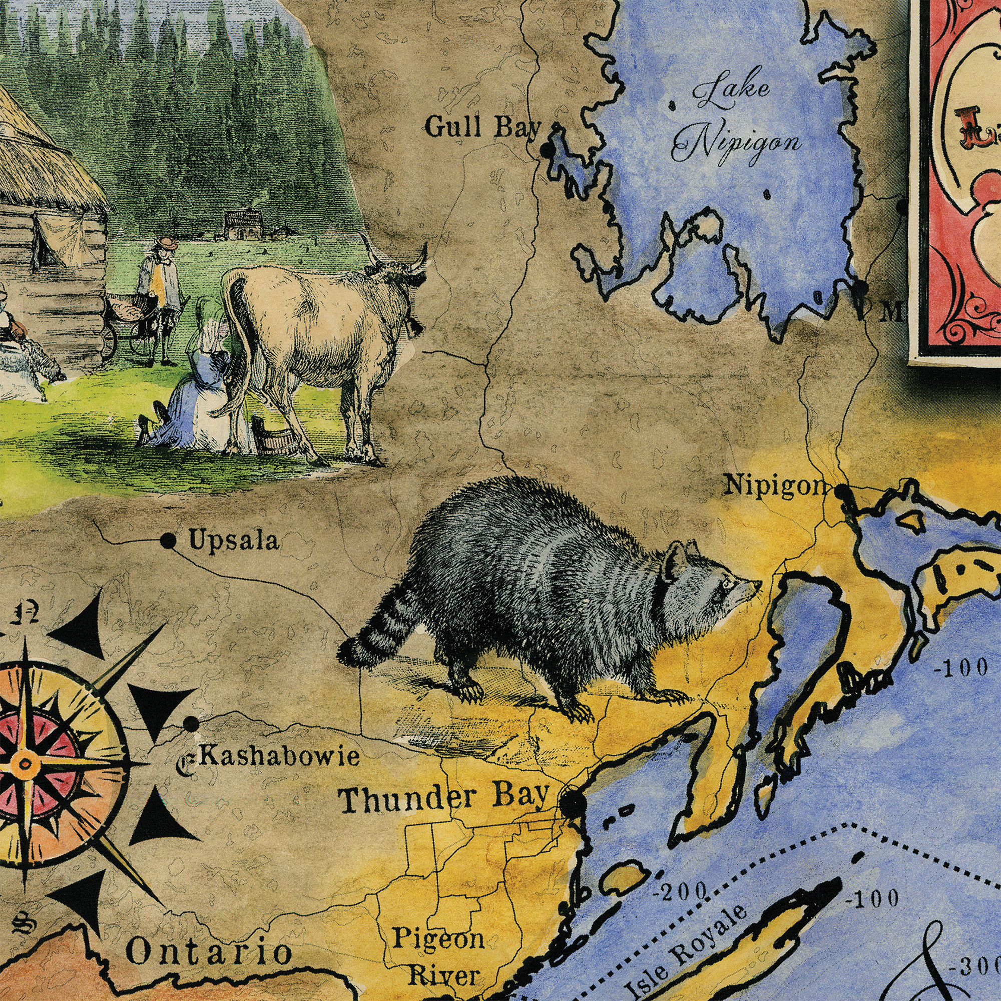 Lago Superior Minnesota Wisconsin Canadá Mapa Arte Impresión Póster Pared Decoración del Hogar - Imagen 23 de 56