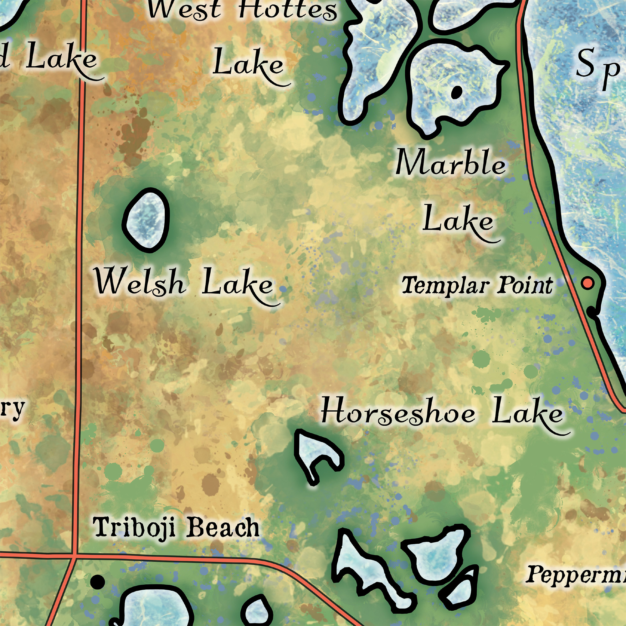 Manta acogedora de poliéster suave y acogedor mapa de Spirit Lake and Lake Ookoboji Iowa - Imagen 15 de 24