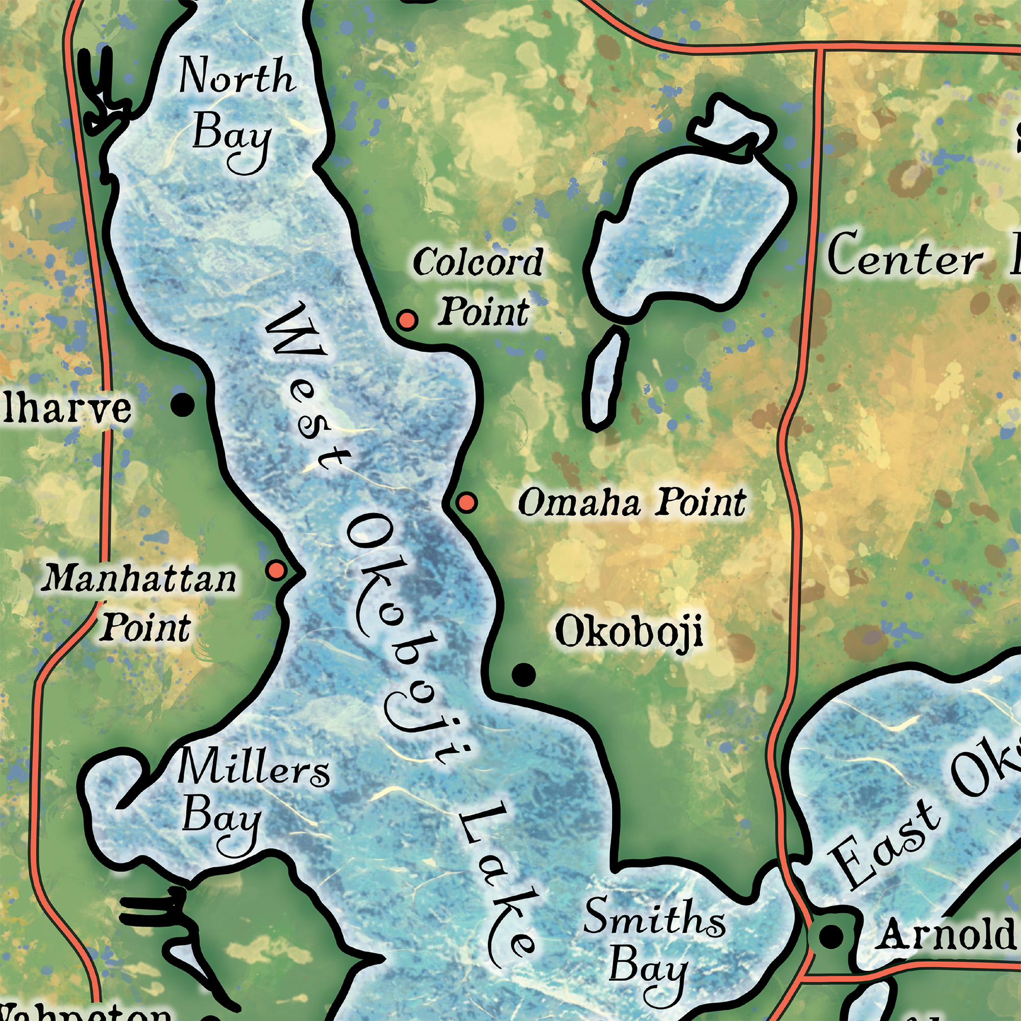 Manta acogedora de poliéster suave y acogedor mapa de Spirit Lake and Lake Ookoboji Iowa - Imagen 13 de 24