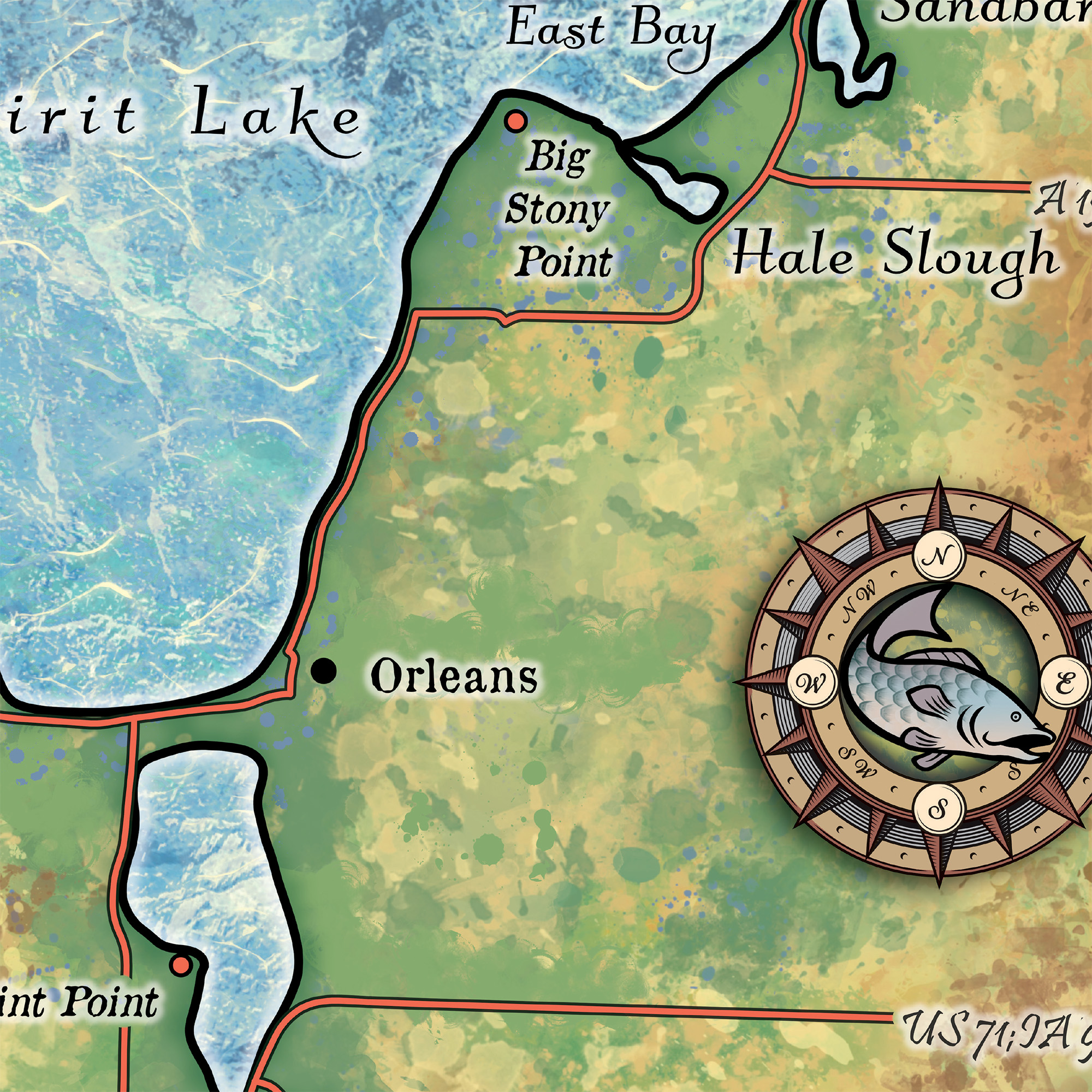 Manta acogedora de poliéster suave y acogedor mapa de Spirit Lake and Lake Ookoboji Iowa - Imagen 24 de 24