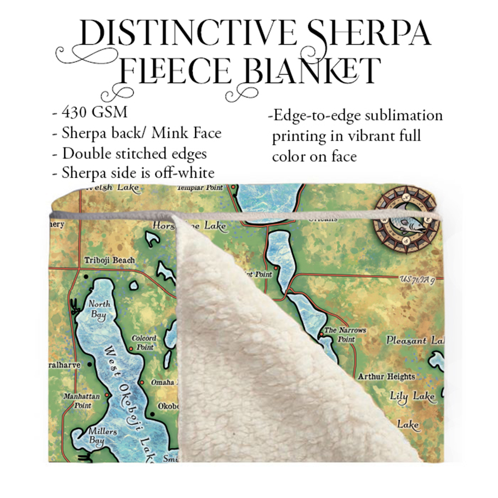 Manta acogedora de poliéster suave y acogedor mapa de Spirit Lake and Lake Ookoboji Iowa - Imagen 18 de 24