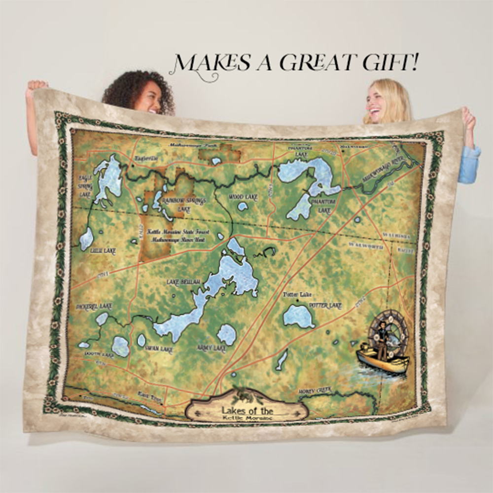 Acogedora manta de poliéster de lana para mapa de Lakes of the Kettle moraine Wisconsin - Imagen 9 de 12