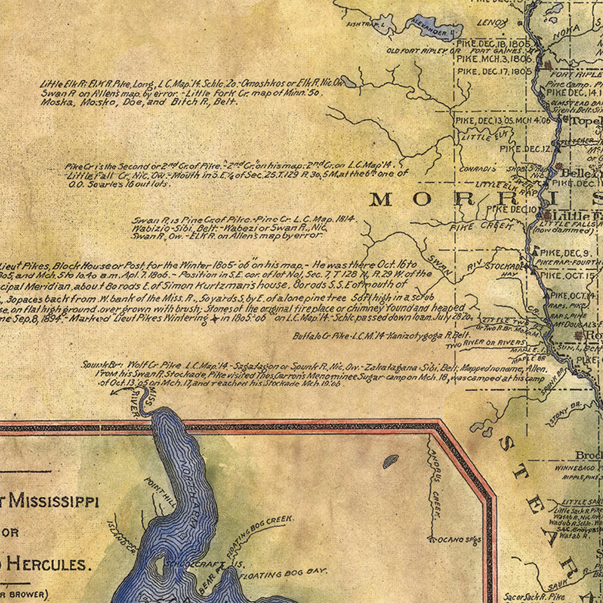 Upper Mississippi River Karte Druck Poster Kunstwerk Vintage Wanddeko Haus & Geschenk - Bild 51 von 63