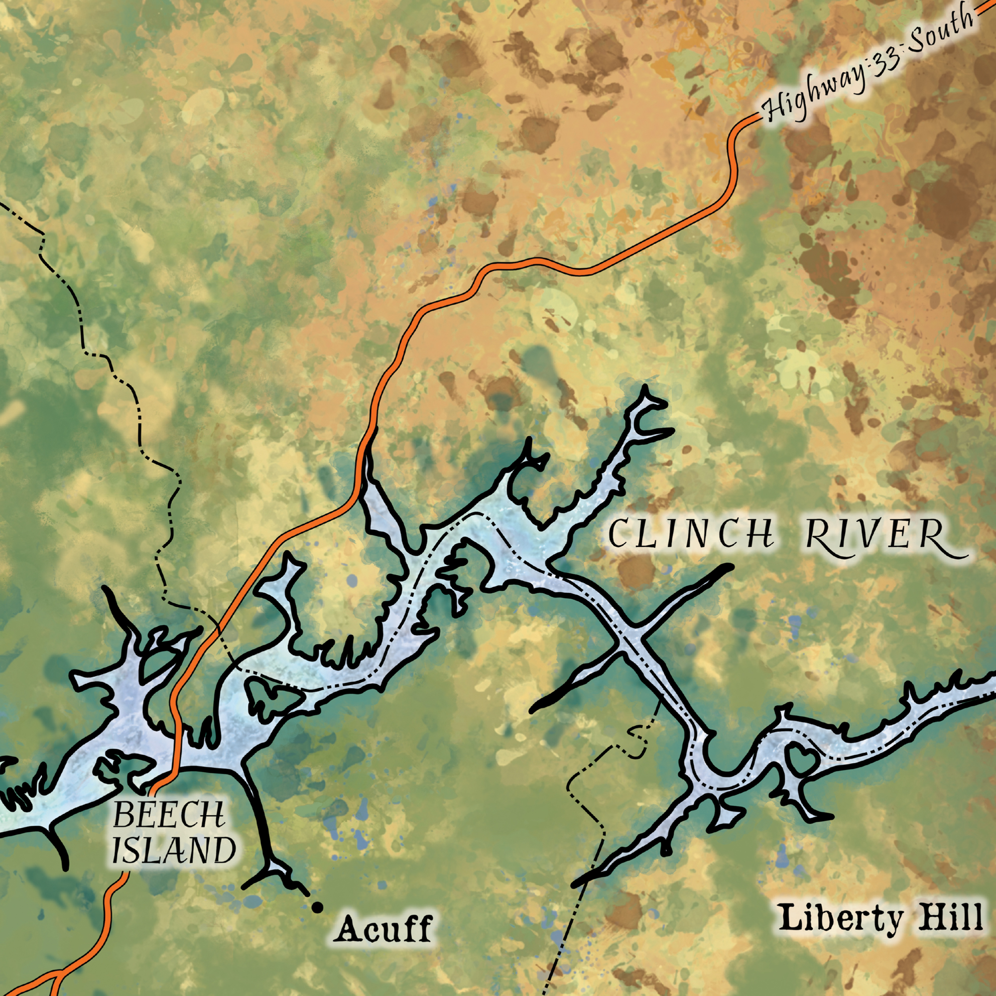 Póster de pared vintage de mapa de Norris Lake Tennessee excelente decoración y regalo para el hogar - Imagen 36 de 63