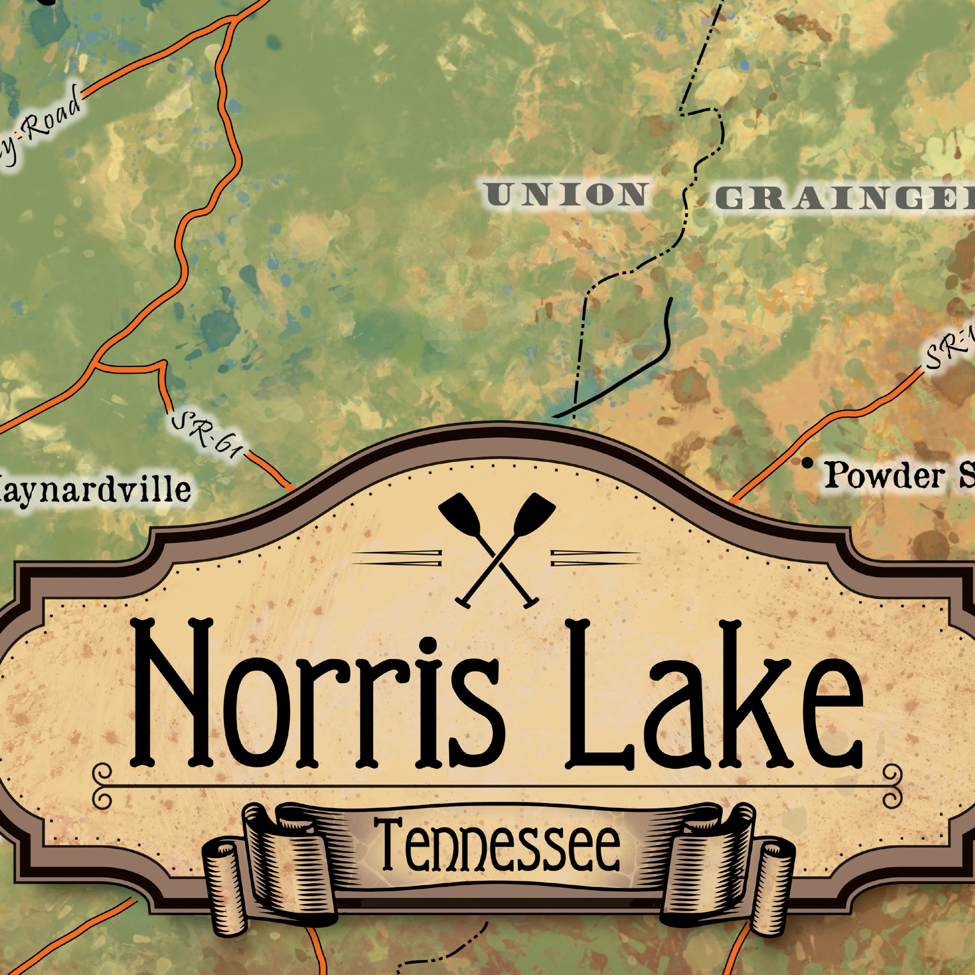 Póster de pared vintage de mapa de Norris Lake Tennessee excelente decoración y regalo para el hogar - Imagen 34 de 63