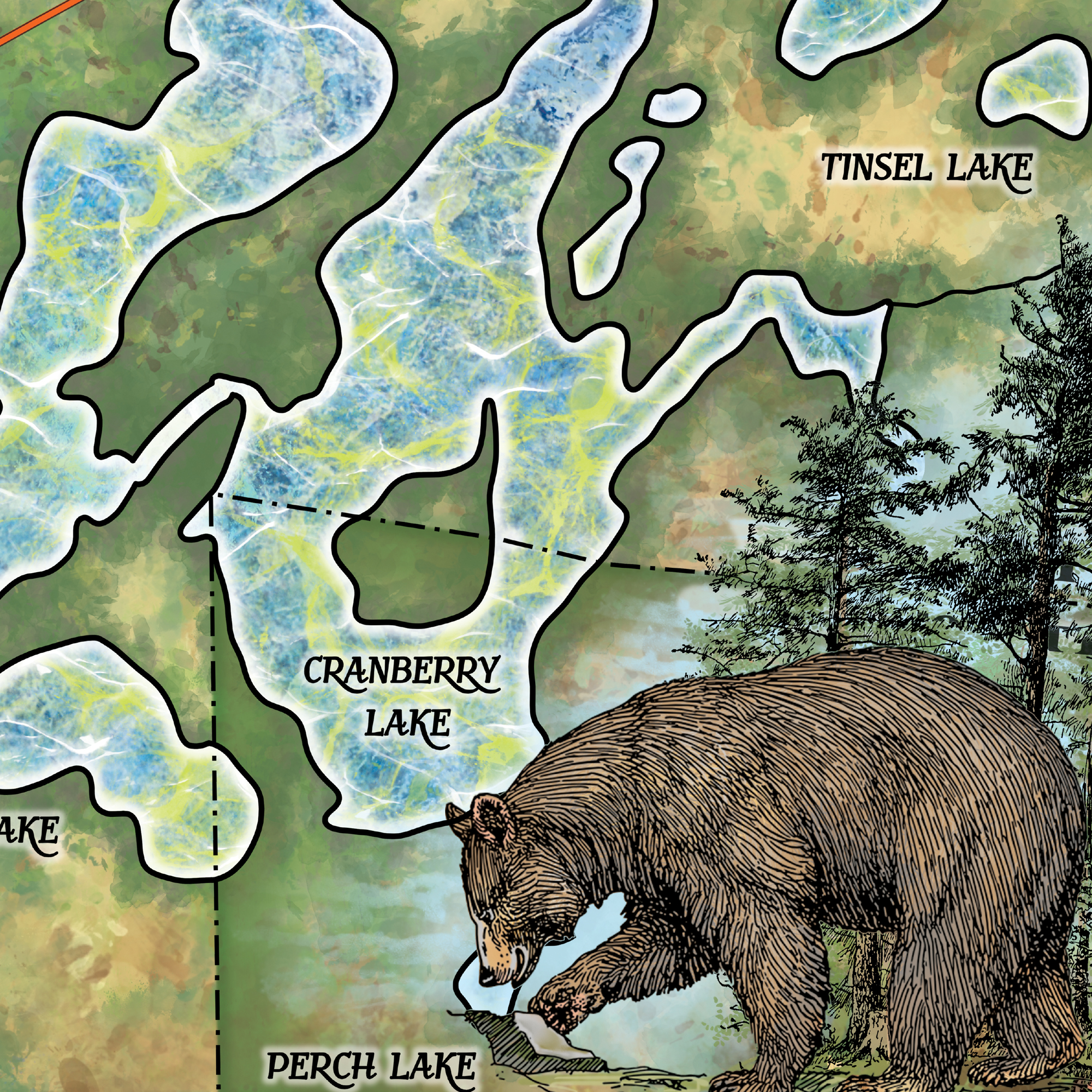 Cartel con impresión artística de mapa Eagle River Chain of Lake Wisconsin pared decoración del hogar y regalo - Imagen 34 de 63