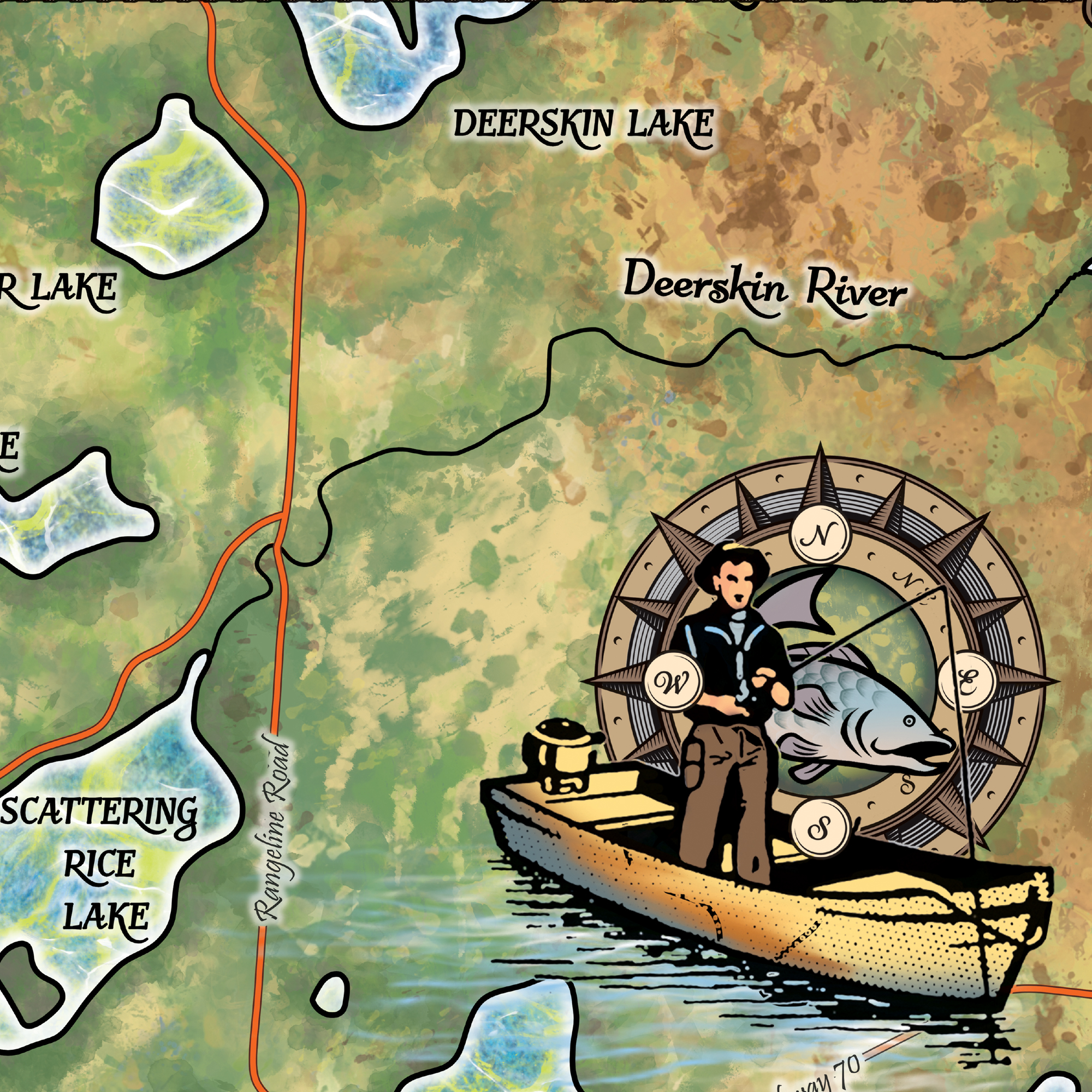 Cartel con impresión artística de mapa Eagle River Chain of Lake Wisconsin pared decoración del hogar y regalo - Imagen 36 de 63