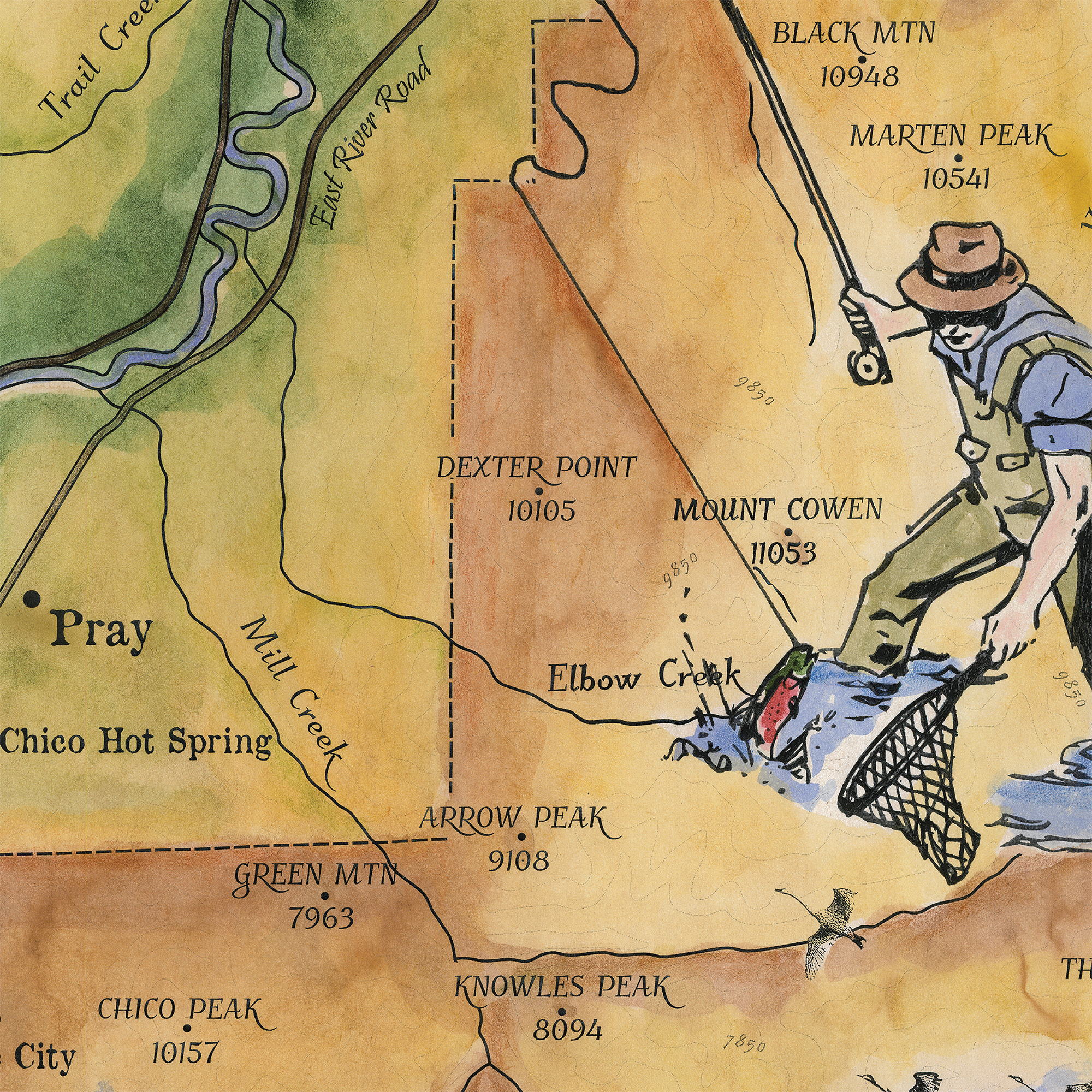 Póster vintage de decoración de pared para el hogar y regalo de mapa de Paradise Valley Montana - Imagen 18 de 45