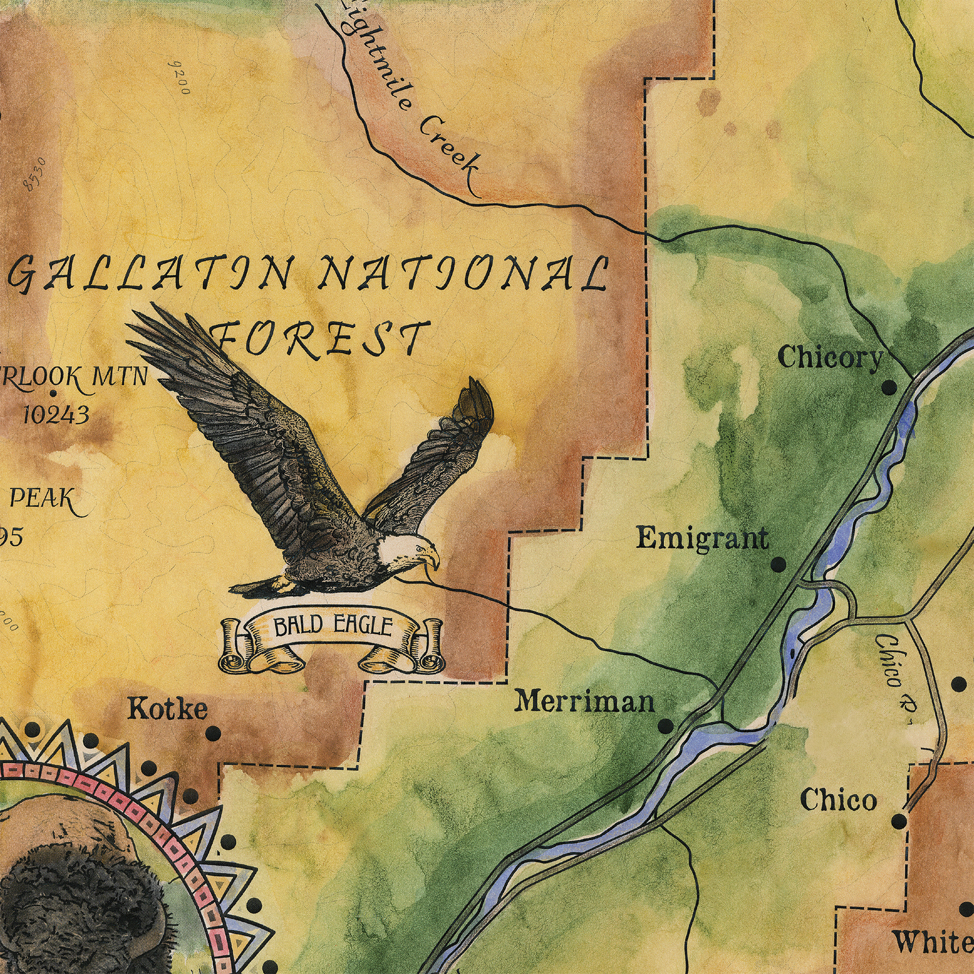 Póster vintage de decoración de pared para el hogar y regalo de mapa de Paradise Valley Montana - Imagen 26 de 45
