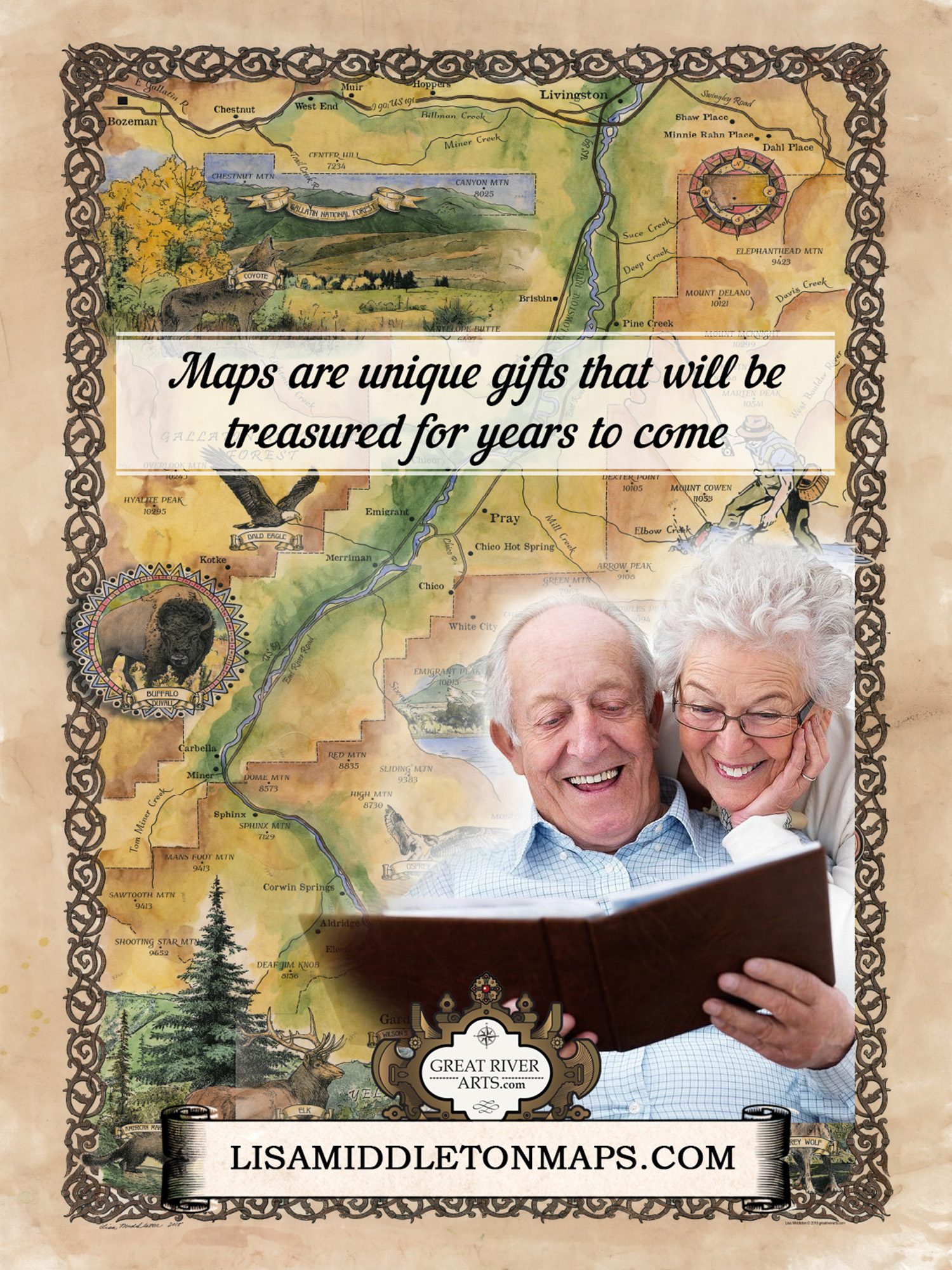 Póster vintage de decoración de pared para el hogar y regalo de mapa de Paradise Valley Montana - Imagen 21 de 45