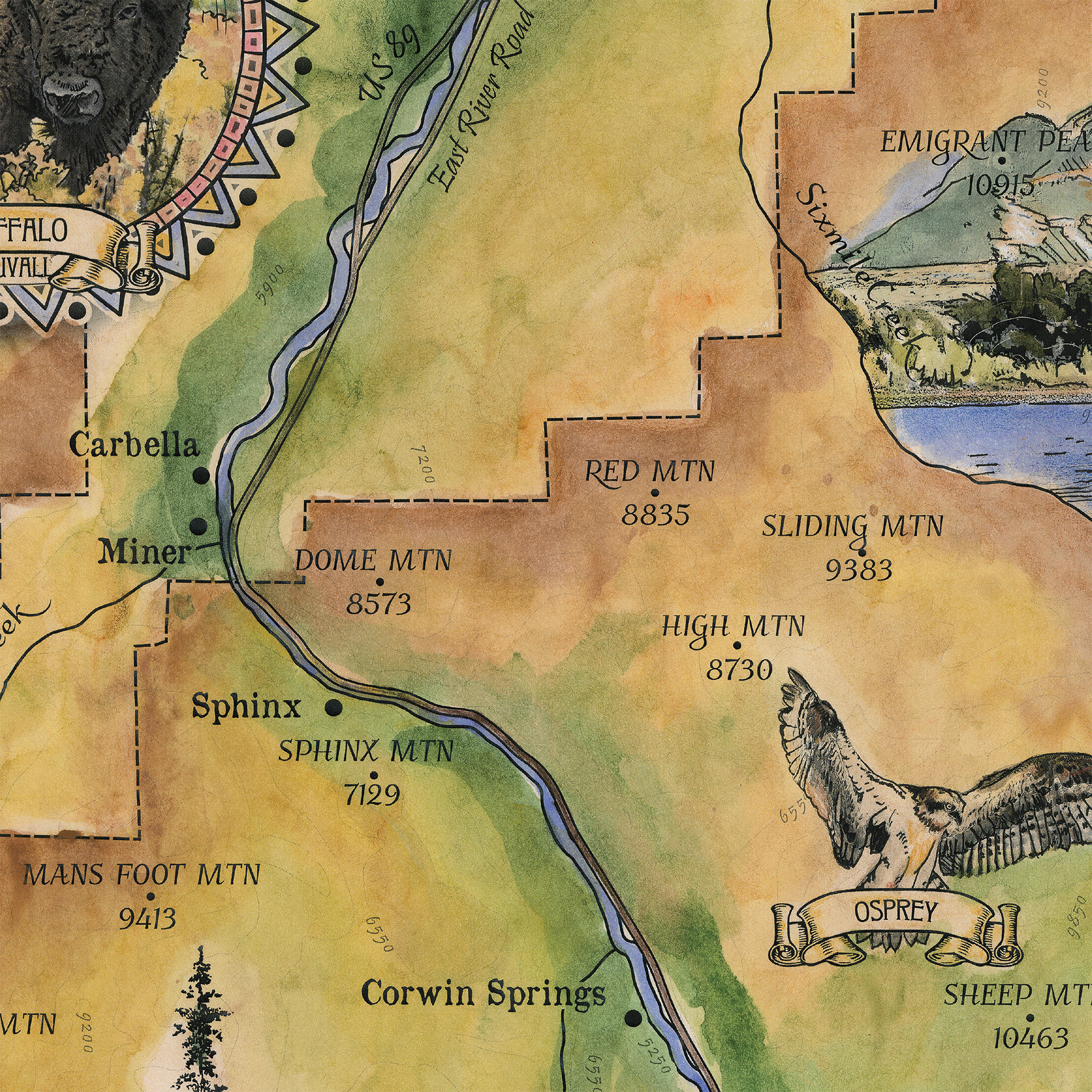 Póster vintage de decoración de pared para el hogar y regalo de mapa de Paradise Valley Montana - Imagen 24 de 45