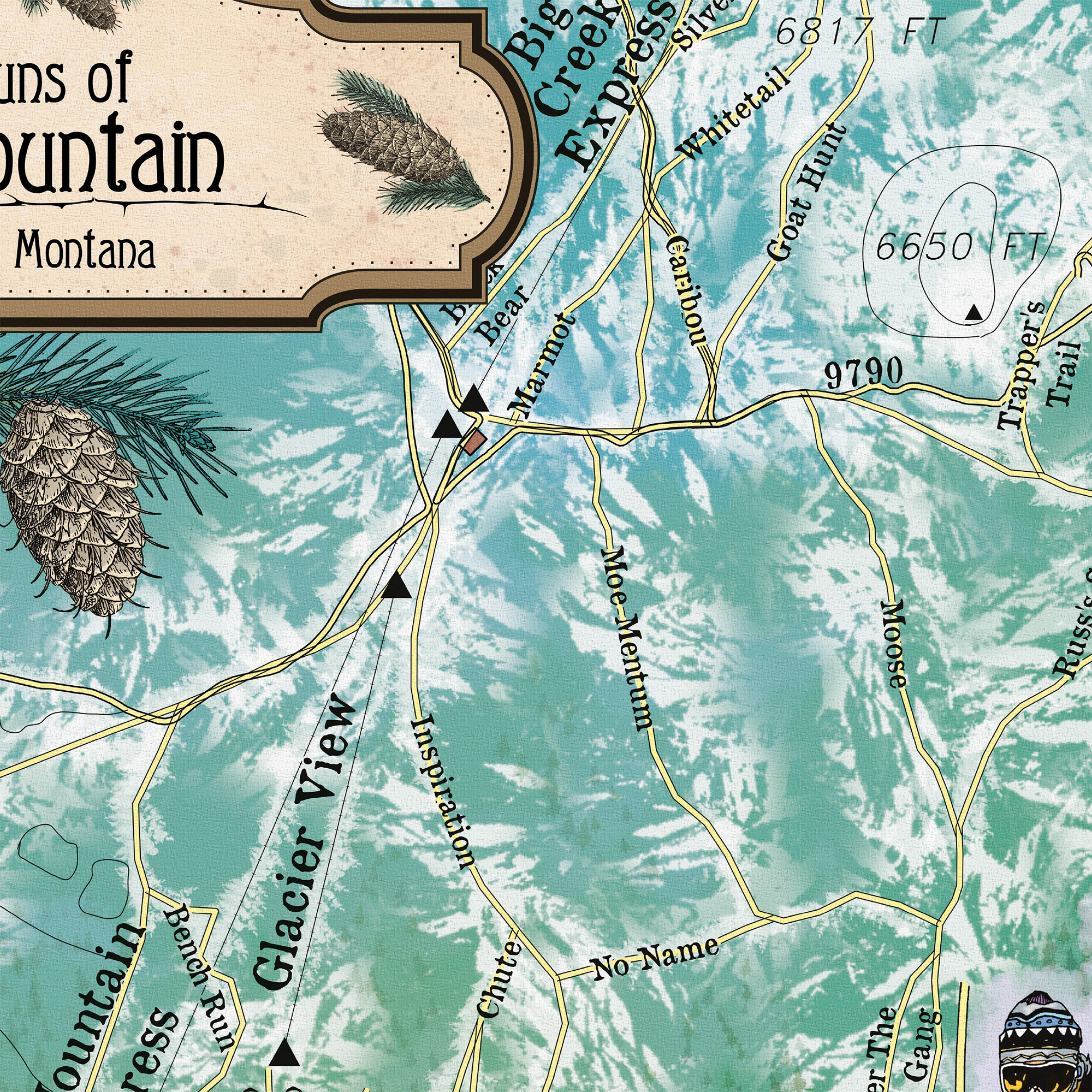 Whitefish Ski Runs Montana Map Art Print Poster Vintage Wall Great Home & Decor - Imagen 24 de 48