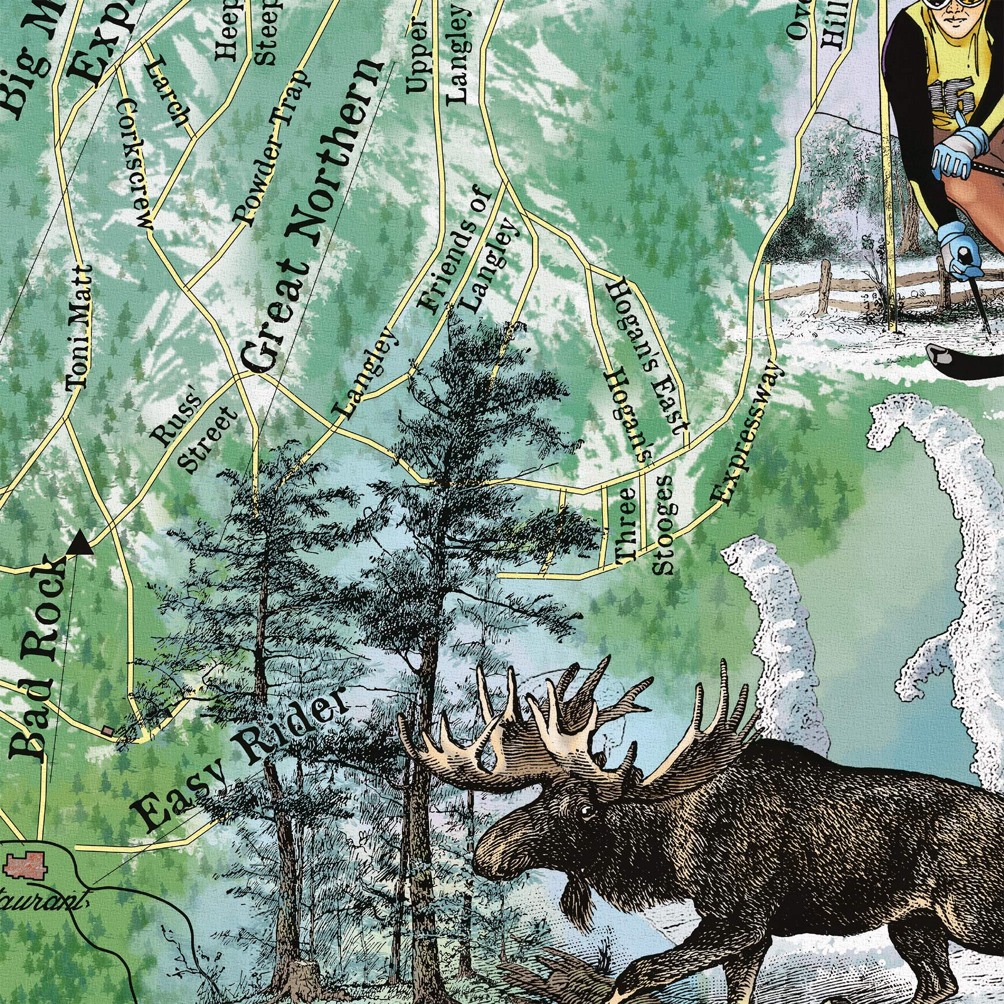 Whitefish Ski Runs Montana Map Art Print Poster Vintage Wall Great Home & Decor - Imagen 38 de 48
