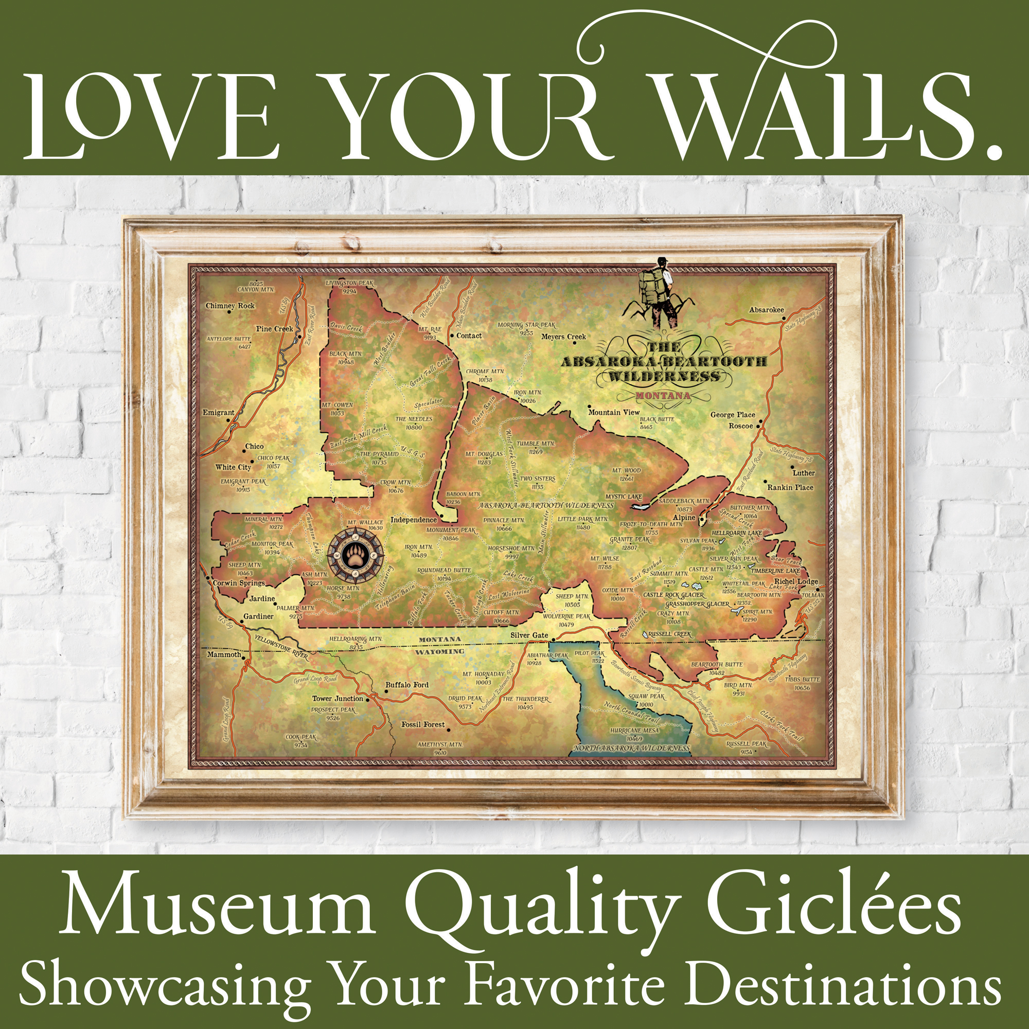 Asaroka & Beartooth Wilderness Montana Mapa Arte Impresión Póster Pared Hogar Decoración Regalo - Imagen 31 de 63