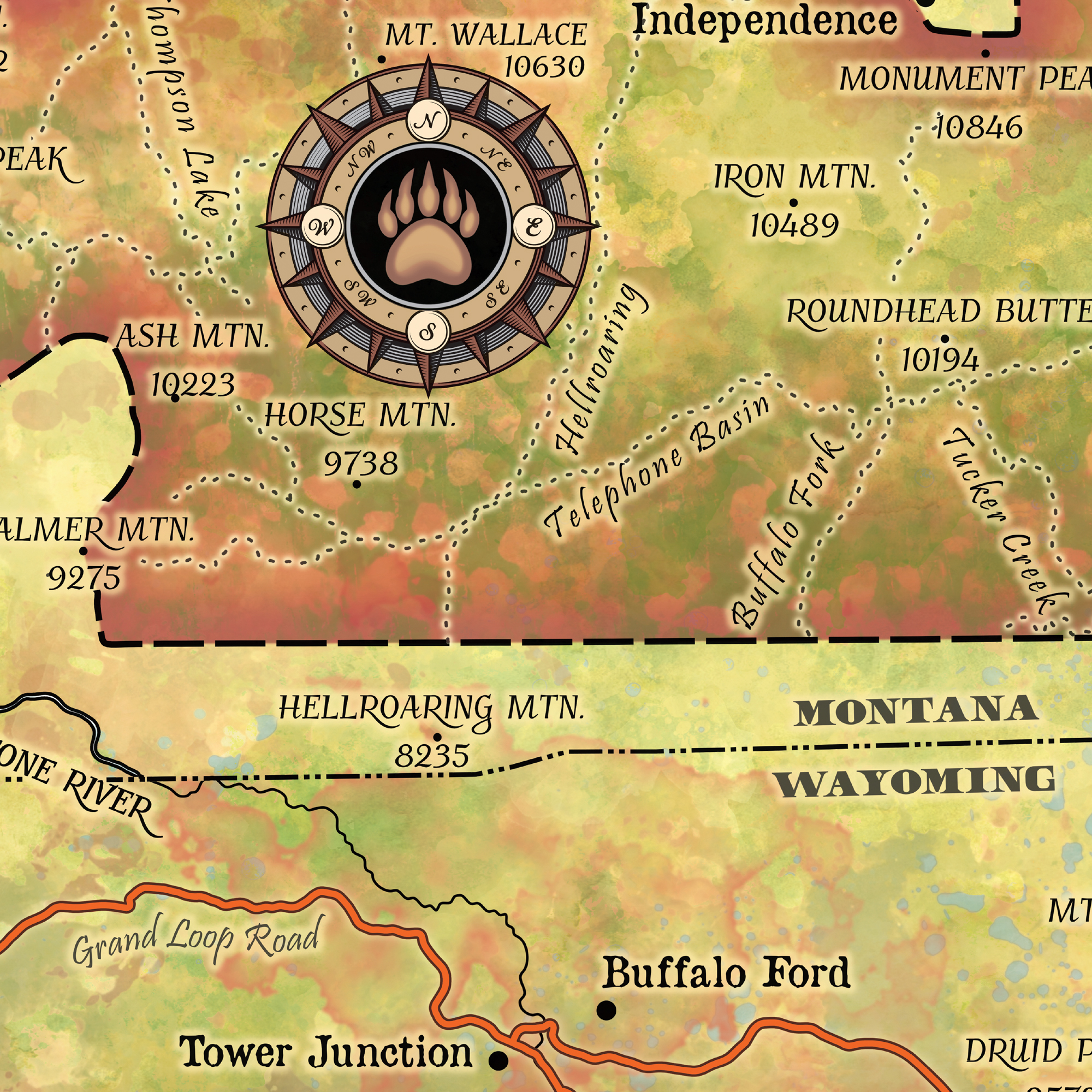 Asaroka & Beartooth Wilderness Montana Mapa Arte Impresión Póster Pared Hogar Decoración Regalo - Imagen 34 de 63