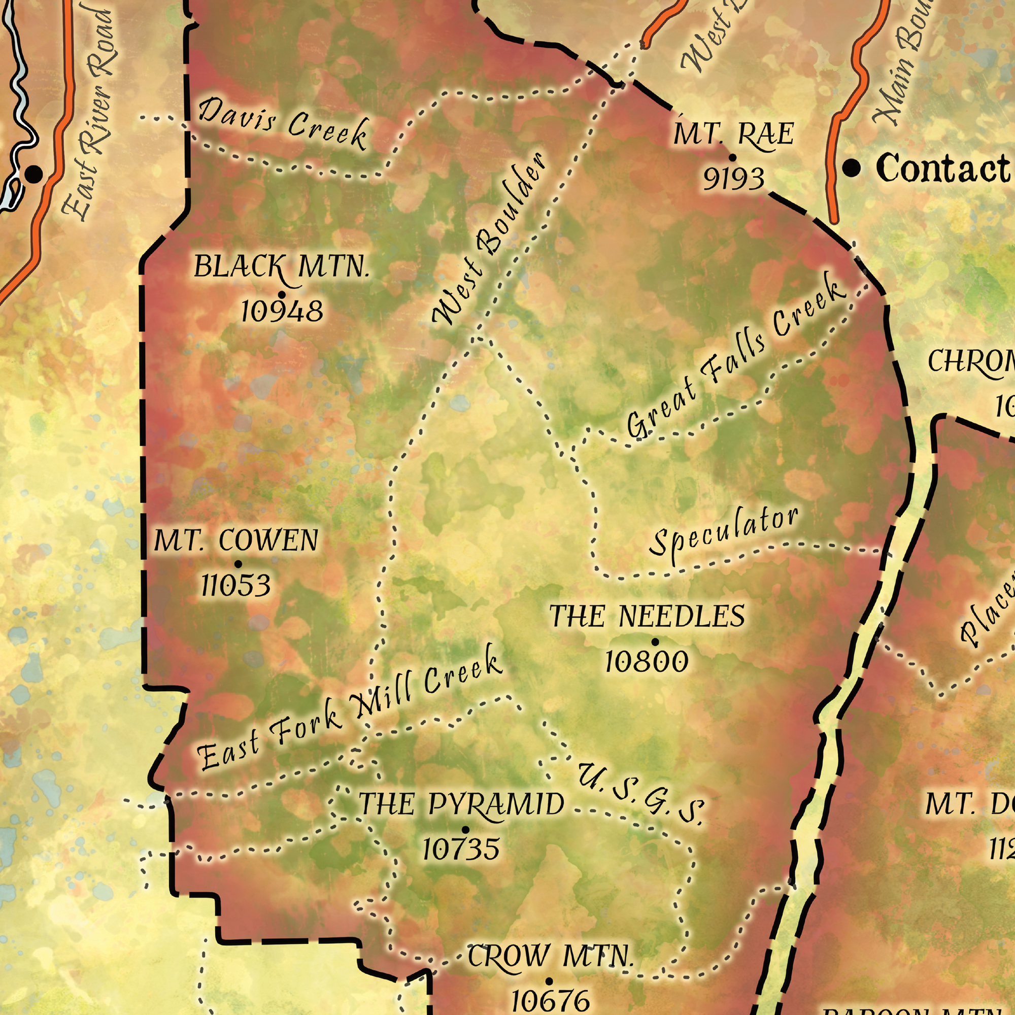 Asaroka & Beartooth Wilderness Montana Mapa Arte Impresión Póster Pared Hogar Decoración Regalo - Imagen 45 de 63